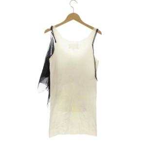 Martin Margiela 15年 タンクトップ カットソー ノースリーブ カットオフ チュール イタリア製 38 ホワイト