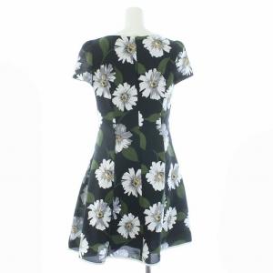 M'S GRACY ワンピース 花柄 フローラル 半袖 ひざ丈 38 M 黒 ブラック