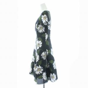 M'S GRACY ワンピース 花柄 フローラル 半袖 ひざ丈 38 M 黒 ブラック