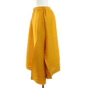 PLEATS PLEASE ISSEY MIYAKE イッセイミヤケ スカート プリーツ ひざ丈 フレア 5 マスタード