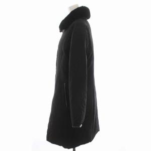 Leilian ダウンコート ジャケット シルク レッキスラビットファー アウター 11 L 黒 ブラック