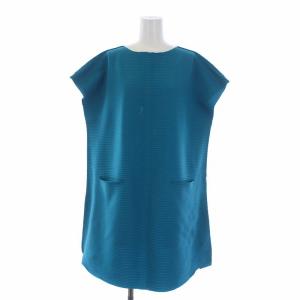 A.POC INSIDE プリーツ カットソー チュニック 半袖 青 ブルー