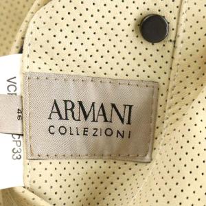 ARMANI COLLEZIONI ジャケット ブルゾン ラムレザー 羊革 リバーシブル 46 M ベージュ 紺 ネイビー