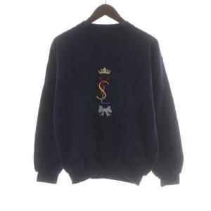 pour homme トレーナー スウェット 長袖 ロゴ コットン S ネイビー