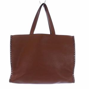 ロックスタッズ トートバッグ  レザー 茶