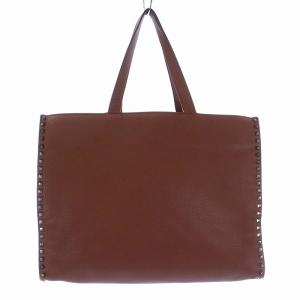 VALENTINO ロックスタッズ トートバッグ  レザー 茶