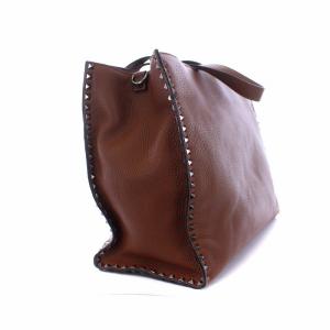 VALENTINO ロックスタッズ トートバッグ  レザー 茶