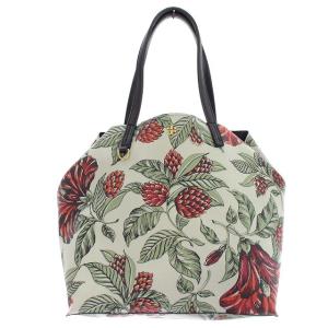 ショルダーバッグ 2WAY トートバッグ 花柄 PVC セージグリーン 薄緑