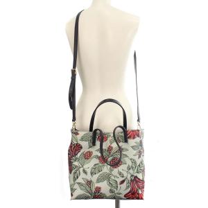 TORY BURCH ショルダーバッグ 2WAY トートバッグ 花柄 PVC セージグリーン 薄緑
