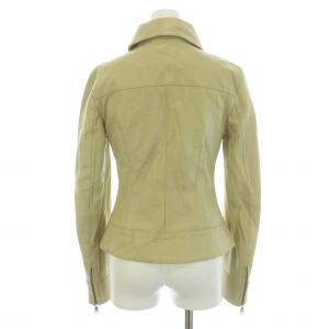 DOLCE&GABBANA ライダース レザージャケット シングル アウター ラムレザー 裏地ヒョウ柄 レオパード柄 38 S ベージュ