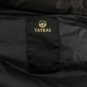 TATRAS ダウンベスト チェック フード 44 S 茶 ブラウン