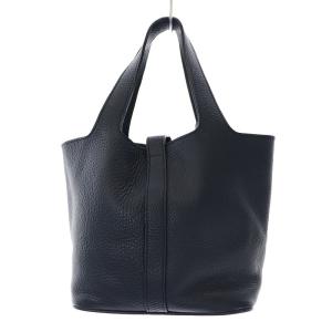 BARNEYS NEW YORK ハンドバッグ トートバッグ ミニ ベルト ミラー付き レザー 紺 ネイビー EC