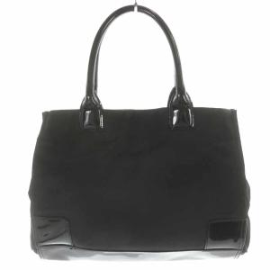 TORY BURCH トートバッグ ハンドバッグ ナイロン エナメル ロゴ 黒 ブラック