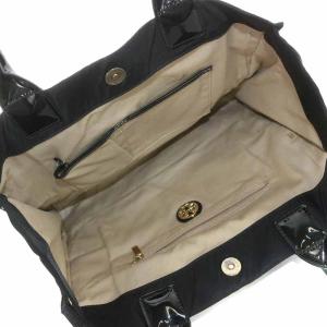 TORY BURCH トートバッグ ハンドバッグ ナイロン エナメル ロゴ 黒 ブラック