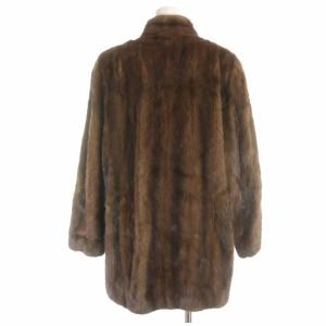 SAGA MINK 毛皮コート ミドル丈 ミンクファー 裏地花刺繍 銀サガ 茶 ブラウン