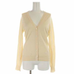 ニットカーディガン カシミヤ シルク混 馬車刺繍 長袖 S アイボリー