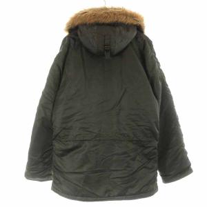 ALPHA INDUSTRIES フライトジャケット N-3B 中綿ジャケット ロング ジップアップ フェイクファー フード M カーキ