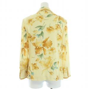 LEONARD FASHION テーラードジャケット 花柄 肩パット入 38 M 黄色 イエロー