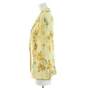 LEONARD FASHION テーラードジャケット 花柄 肩パット入 38 M 黄色 イエロー
