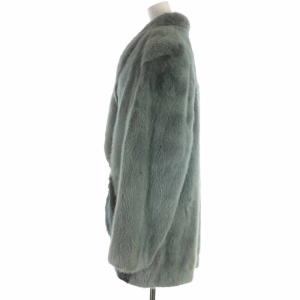 SAGA MINK 毛皮コート ミドル丈 ショールカラー ミンクファー 銀SAGA 緑 グリーン