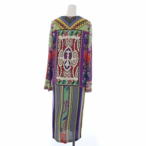 ETRO Vネックロングワンピース 総柄 42 マルチカラー