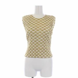 イッセイミヤケ ノースリーブカットソー プリーツ 総柄 3 L ベージュ