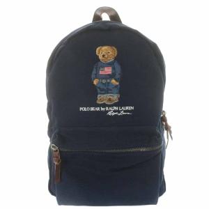 リュックサック デイパック キャンバス ポロベア 刺繍 紺