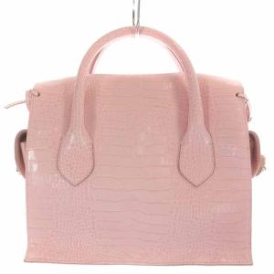 CARVING TRIBES カービングバッグ ハンドバッグ レザー クロコ型押し リボン ピンク