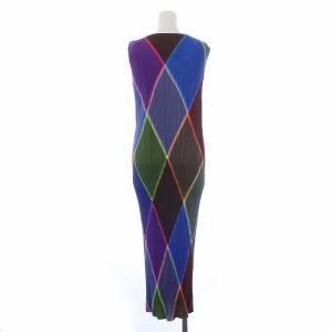 PLEATS PLEASE ISSEY MIYAKE プリーツ ノースリーブロングワンピース 総柄 2 マルチカラー