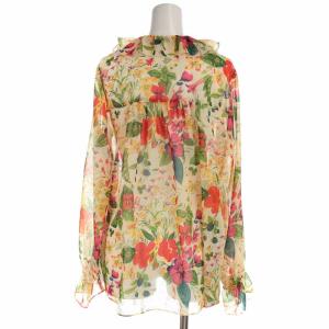 Grace Class セットアップ 上下 ブラウス フリル リボン 長袖 プリーツスカート ひざ丈 切替 花柄 36 S 38 M マルチカラー