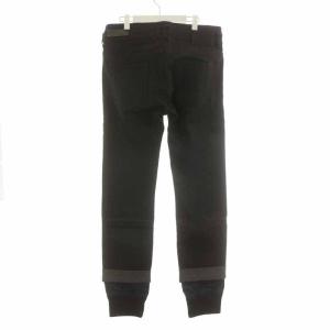 DIESEL BLACK GOLD 異素材切替 重ね着風 フェイクレイヤード 裾リブ ジーンズ デニム パンツ ボタンフライ 33 L 黒 ブラック TYPE-2625