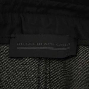 DIESEL BLACK GOLD 異素材切替 重ね着風 フェイクレイヤード 裾リブ ジーンズ デニム パンツ ボタンフライ 33 L 黒 ブラック TYPE-2625