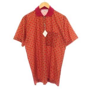 ポロシャツ 半袖 総柄 M 赤 レッド