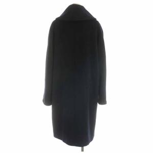 Max Mara ロングコート ビッグカラー ウール カシミヤ混 白タグ 38 ネイビー