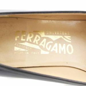 Salvatore Ferragamo パンプス ガンチーニ ヒール クロコ 型押し レザー 切替 6 23.5cm 黒 ブラック