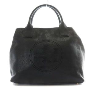 ハンドバッグ トートバッグ レザー パンチングロゴ 黒 ブラック