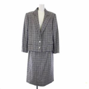 スーツ セットアップ 上下 テーラードジャケット タイトスカート チェック 42 L グレー