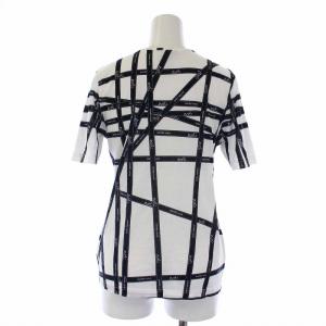HERMES ボルディック柄 Tシャツ カットソー 半袖 リボン XS 白 黒 ホワイト ブラック