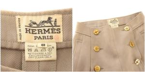 HERMES ショートパンツ キュロット 金ボタン 40 M ベージュ