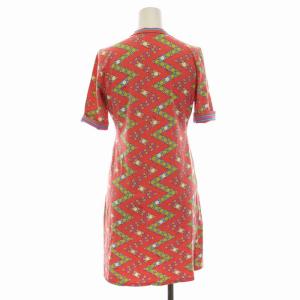 Emilio Pucci ミニ ワンピース スキッパーカラー 総柄 半袖 38 S マルチカラー