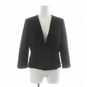 ANAYI スーツ セットアップ 上下 ノーカラージャケット ペプラム 七分袖 タイトスカート ひざ丈 38 M 36 S 黒 ブラック