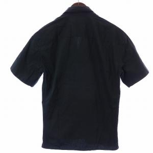 BOTTEGA VENETA オープンカラーシャツ 半袖 コットン 48 M 黒 ブラック