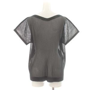 PLEATS PLEASE ISSEY MIYAKE イッセイミヤケ カットソー メッシュ プリーツ Vネック 半袖 3 L 黒 ブラック