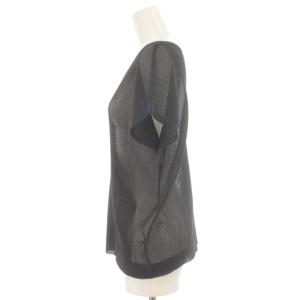 PLEATS PLEASE ISSEY MIYAKE イッセイミヤケ カットソー メッシュ プリーツ Vネック 半袖 3 L 黒 ブラック