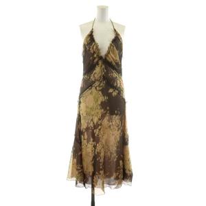 キャミソールワンピース キャミワンピ ミモレ ロング 総柄 40 L ベージュ ピンク 茶 ブラウン