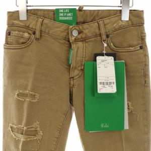 DSQUARED2 タグ付き デニムパンツ ジーンズ ダメージ加工 スリム 34 XXS 茶 ブラウン