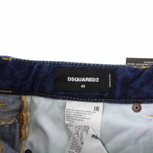 DSQUARED2 メープルリーフ デニムスカート タイト ミニ ロゴ ダメージ加工 カットオフ ボタンフライ 40 L 赤 レッド ベージュ