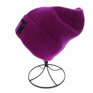 DSQUARED2 ニット帽 ビーニー 帽子 ロゴ刺繍 ウール 紫 パープル