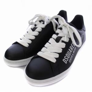 Boxer スニーカー シューズ ロゴ レザー 37 24.8cm 黒 ブラック