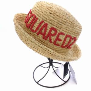 DSQUARED2 CROISETTE HAT ロゴ ラフィア M ベージュ